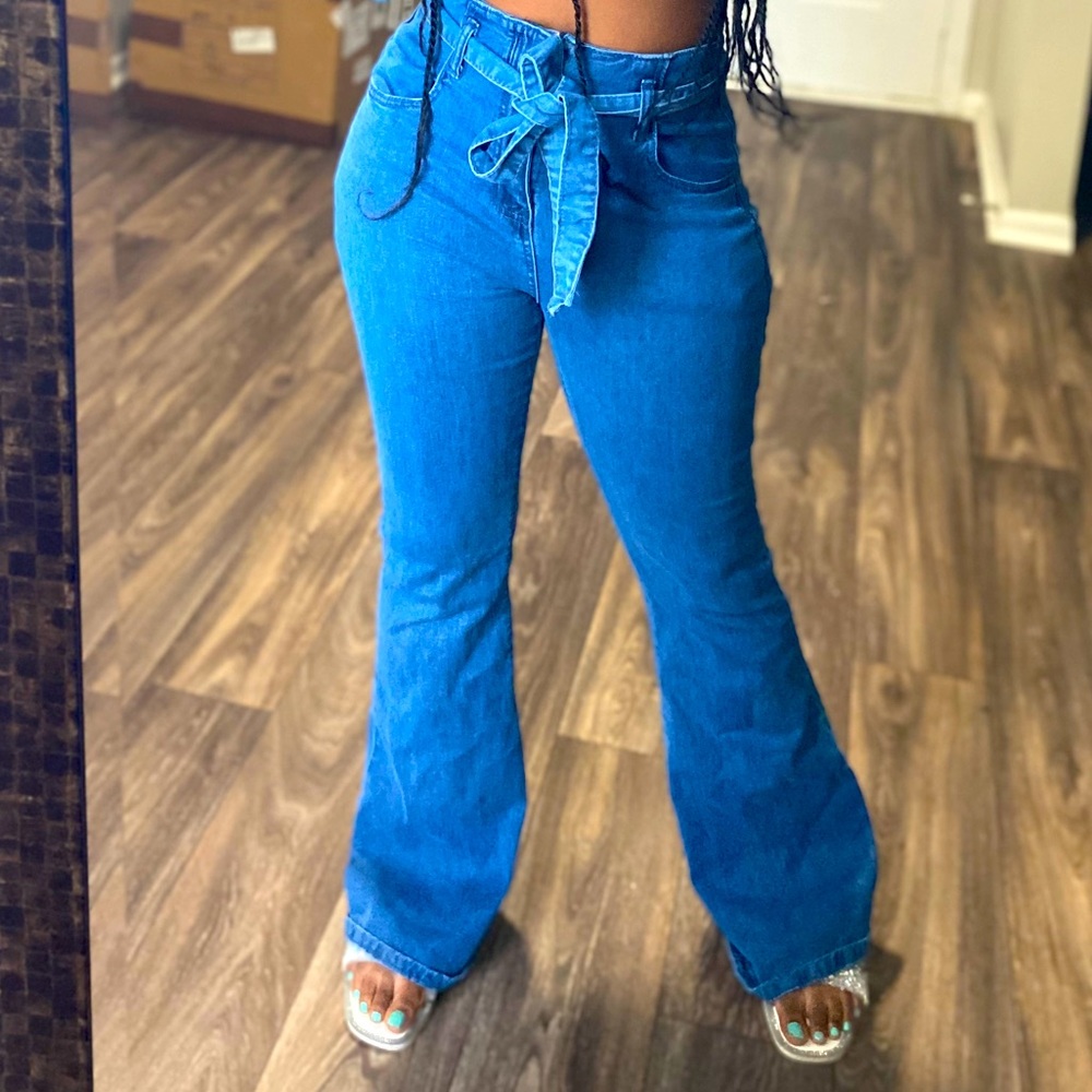 Bell bottom bow tie pants